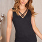 Solid Knit Tank Top with Criss Cross Straps - Southern Sassy Boutique
