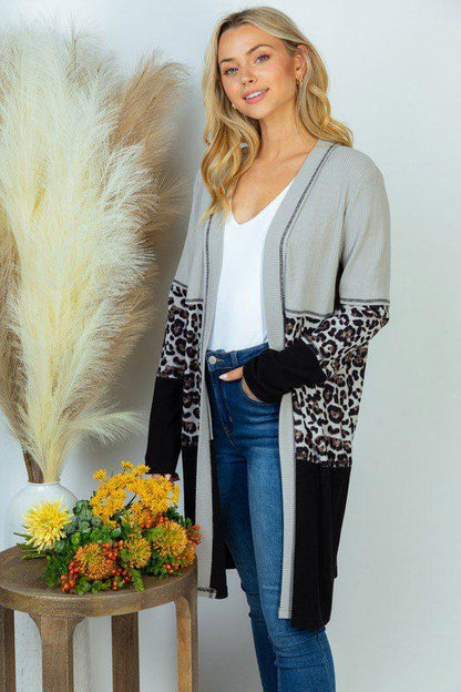 Long Sleeve Color Block Knit Cardigan - Southern Sassy Boutique