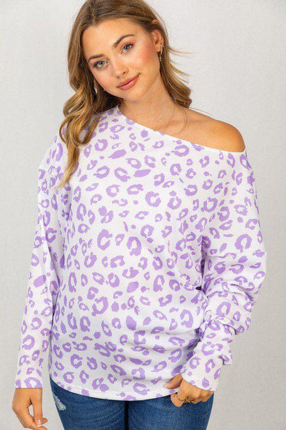 Image: Cheetah Print Knit Top Lilac | Southern Sassy Boutique