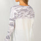 Camouflage Long Sleeve Knit Top With Sequence Pocket - Southern Sassy Boutique