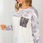 Camouflage Long Sleeve Knit Top With Sequence Pocket - Southern Sassy Boutique
