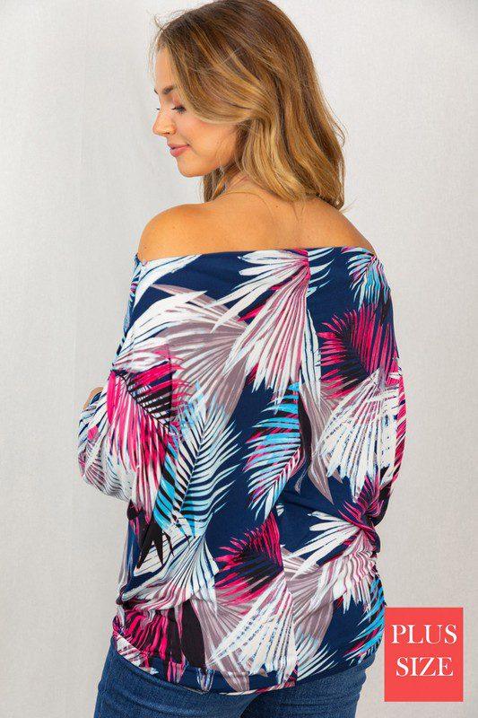 Palm Leaf Boat Neck Top - Southern Sassy Boutique