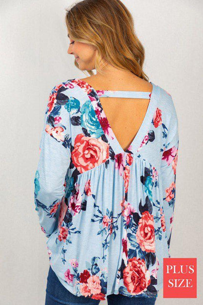 Floral Print V-neck Top - Southern Sassy Boutique