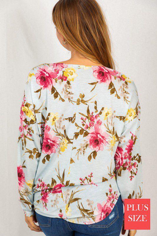 Floral Print Knit Top With Tapered Waist - Southern Sassy Boutique