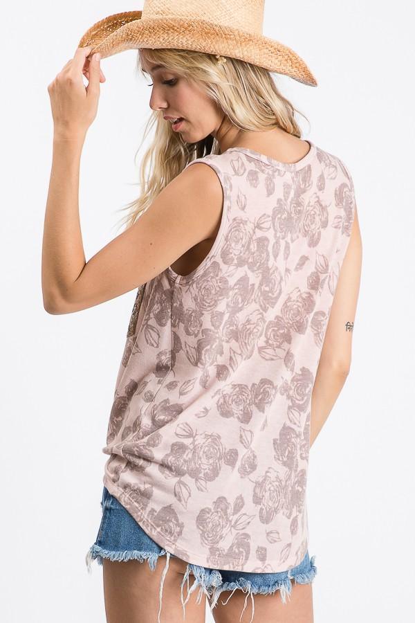 Floral Knotted Tank Top - Southern Sassy Boutique