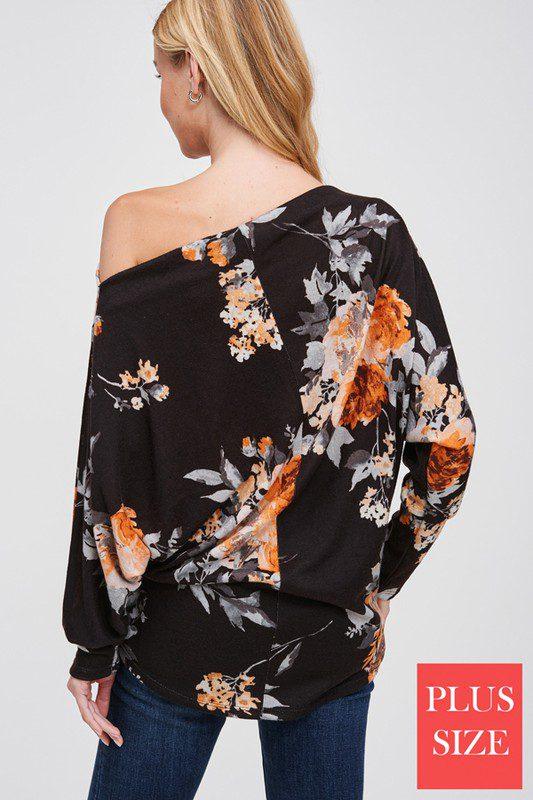 Long Sleeve Floral Print Knit Top - Southern Sassy Boutique