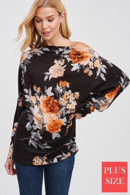 Long Sleeve Floral Print Knit Top - Southern Sassy Boutique