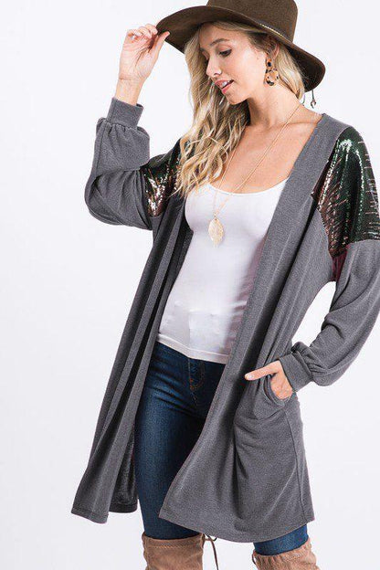 Iridescent Sequence Maxi Cardigan - Southern Sassy Boutique