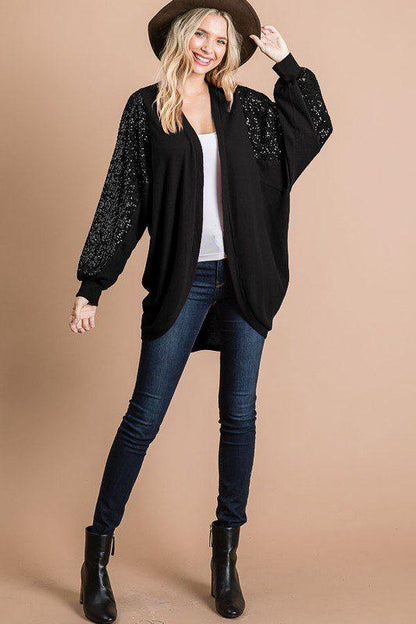 Sequence Detailed Sleeve Cardigan - Southern Sassy Boutique