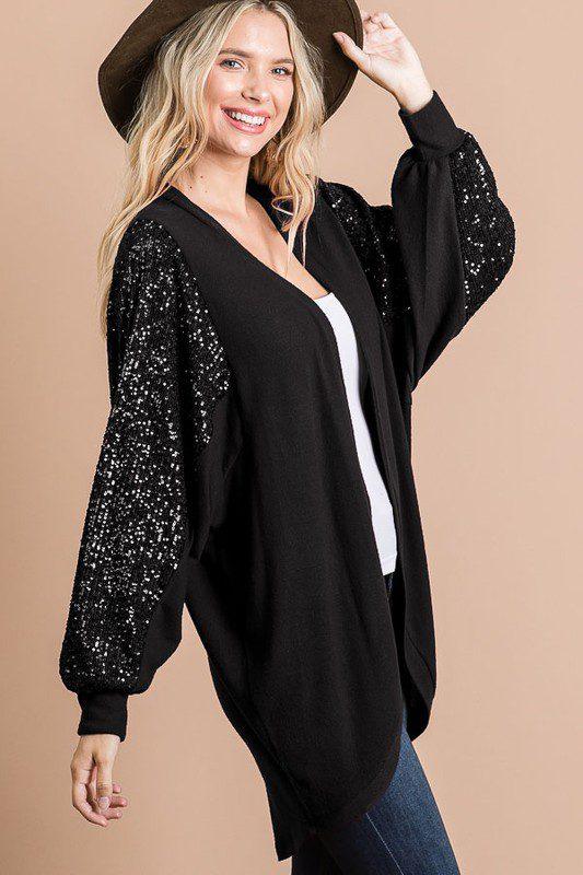 Sequence Detailed Sleeve Cardigan - Southern Sassy Boutique