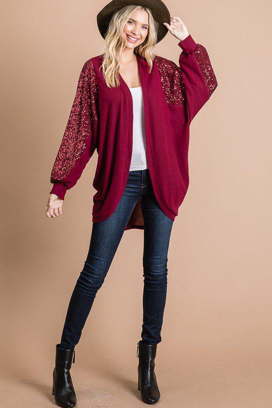 Sequence Detailed Sleeve Cardigan - Southern Sassy Boutique