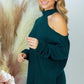 Long Sleeve Knit Top Open Shoulder - Southern Sassy Boutique
