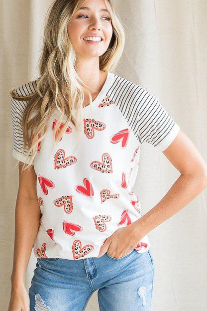 Image: Heart Print Top Ivory/Red | Southern Sassy Boutique