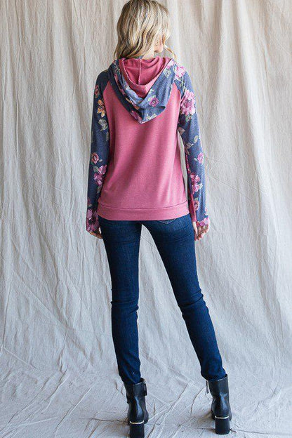 Floral Print Hoodie - Southern Sassy Boutique