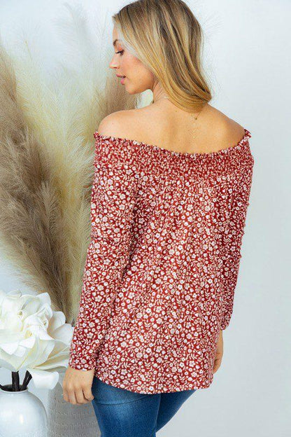 Long Sleeve Floral Print Cowl Neck Top - Southern Sassy Boutique