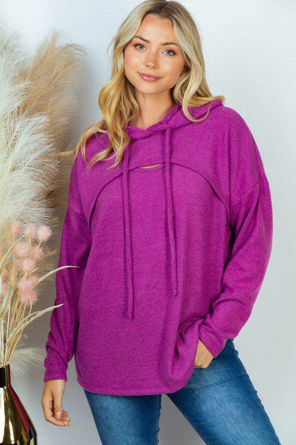 Image: Long Sleeve Solid Knit Top Magenta | Southern Sassy Boutique