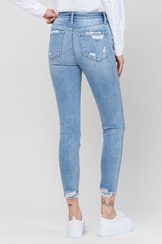 High Rise Crop Skinny  Button Fly Jeans - Southern Sassy Boutique