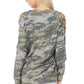 Camo Cold Shoulder Ladder Cutout Top - Southern Sassy Boutique