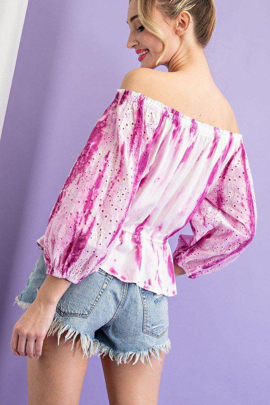 Tie dye off the shoulder online top