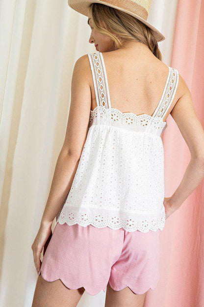 Eyelit Peplum Tank Top - Southern Sassy Boutique