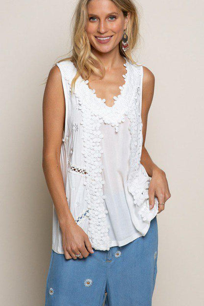 Image: Soft Embroidery Lace Top Ivory | Southern Sassy Boutique