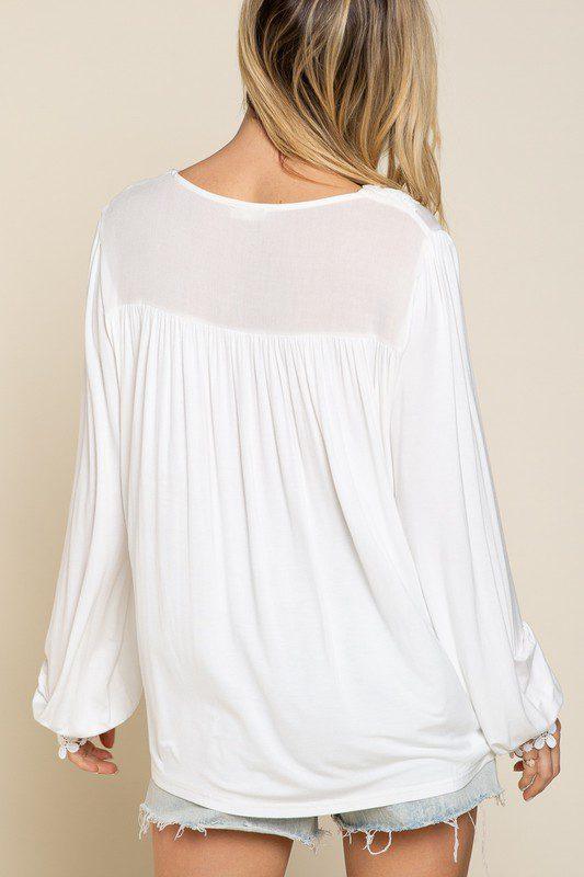 Long Sleeve Soft Embroidery Lace Top - Southern Sassy Boutique