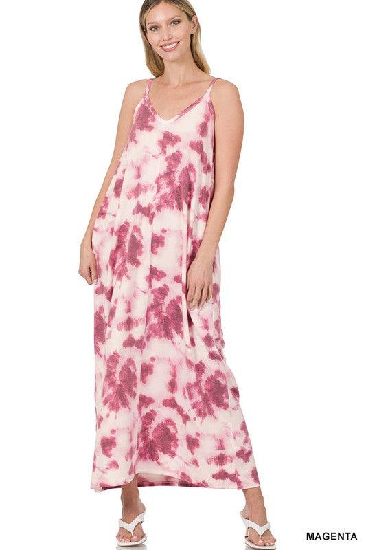 Soft French Terry Tie Dye Maxi Dress - Southern Sassy Boutique