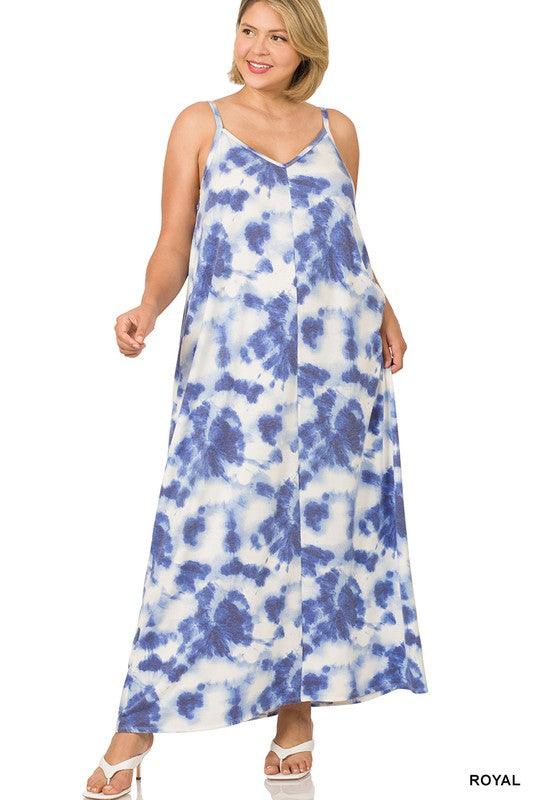 Curvy Soft French Terry Tie Dye Maxi Dress - Southern Sassy Boutique