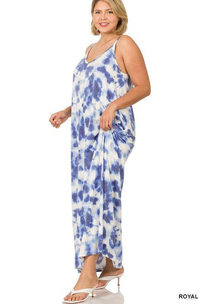 Curvy Soft French Terry Tie Dye Maxi Dress - Southern Sassy Boutique