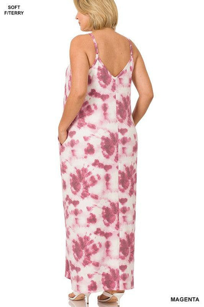 Curvy Soft French Terry Tie Dye Maxi Dress - Southern Sassy Boutique