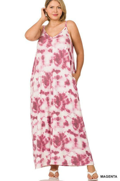 Curvy Soft French Terry Tie Dye Maxi Dress - Southern Sassy Boutique