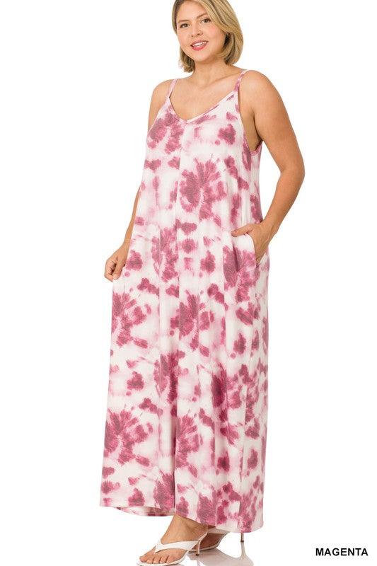 Curvy Soft French Terry Tie Dye Maxi Dress - Southern Sassy Boutique