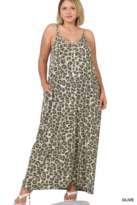 Leopard V-Neck Maxi Dress - Southern Sassy Boutique