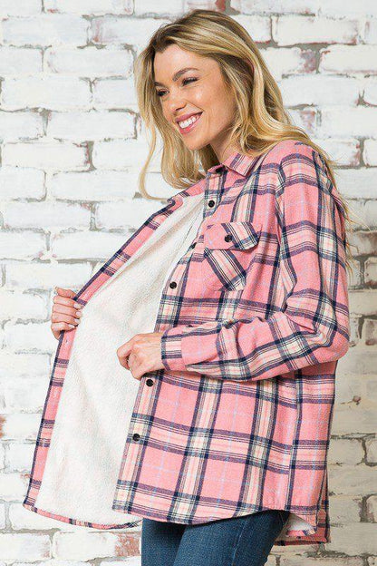 Plaid Fleece Flannel - Southern Sassy Boutique