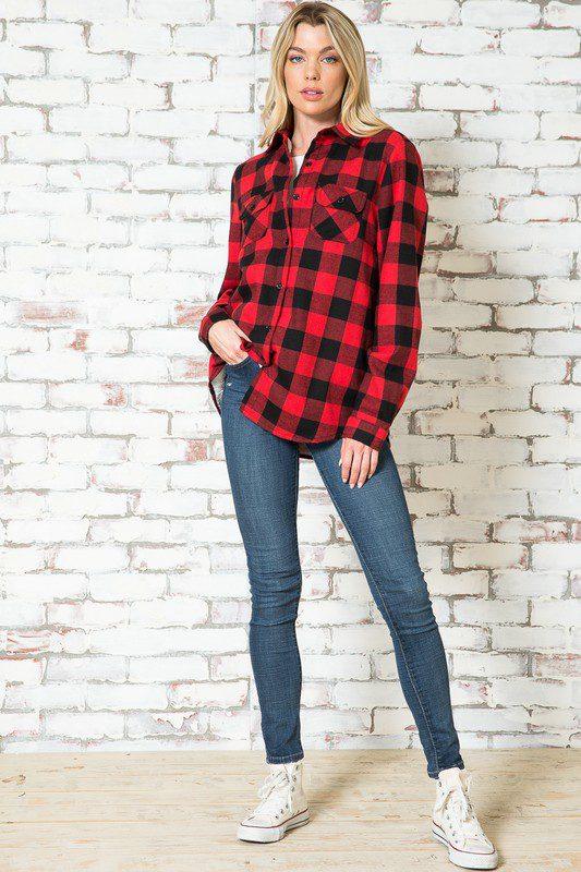 Image: Checker Fleece Flannel Red/Black | Southern Sassy Boutique