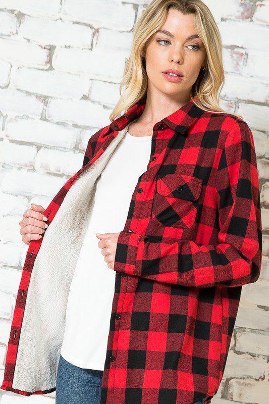 Plaid Fleece Flannel - Southern Sassy Boutique