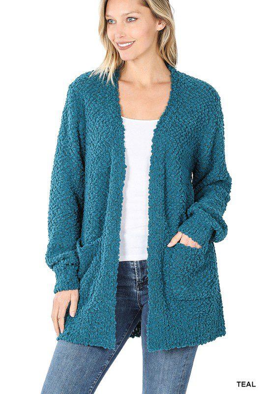 Image: Soft Long Sleeve Cardigan Teal | Southern Sassy Boutique