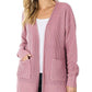 Image: Open Waffle Knit Cardigan Light Rose | Southern Sassy Boutique