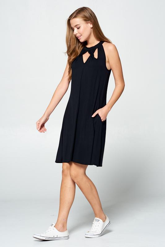 Image: Twisted Front Cut Out Dress Black | Southern Sassy Boutique