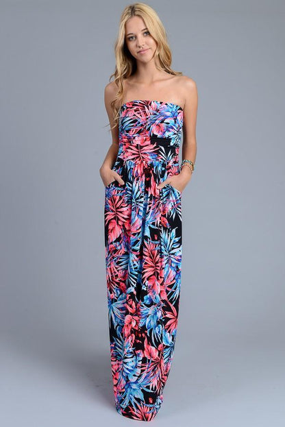 Image: Tropical Maxi Dress Black | Southern Sassy Boutique