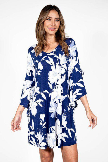 Floral Bell Sleeve Dress - Southern Sassy Boutique