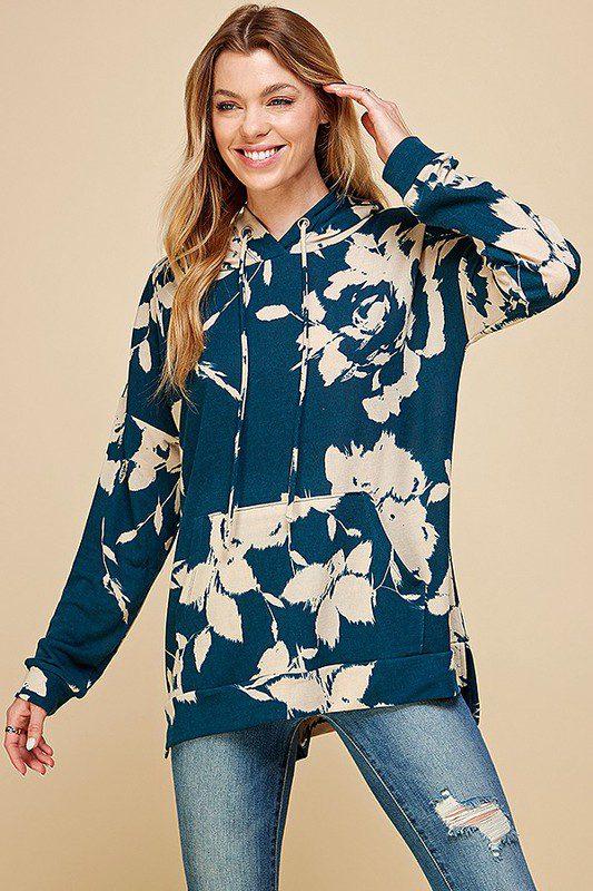 Floral Print Hoodie - Southern Sassy Boutique