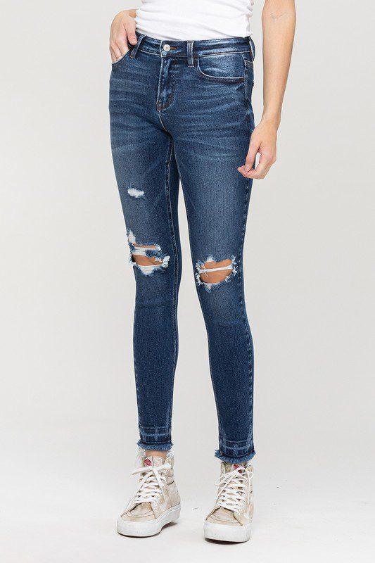 Mid Rise Distressed Skinny Denim - Southern Sassy Boutique