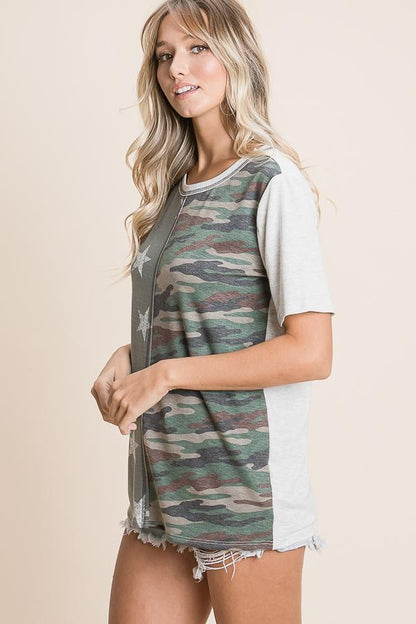 Star and Camo Top - Southern Sassy Boutique