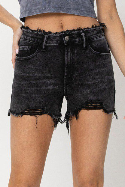 High Waisted Frayed Denim Shorts - Southern Sassy Boutique