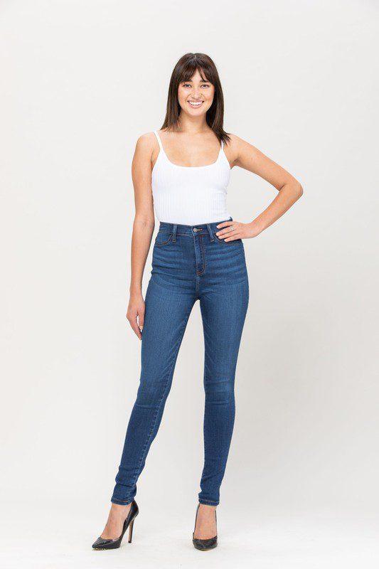 Image: High Rise Stretchy Denim Medium Blue | Southern Sassy Boutique