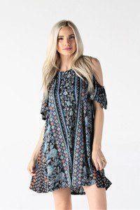 Image: Knit Cold Shoulder Dress Black | Southern Sassy Boutique