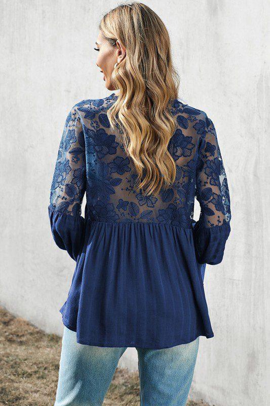 Lace Patchwork Blouse - Southern Sassy Boutique