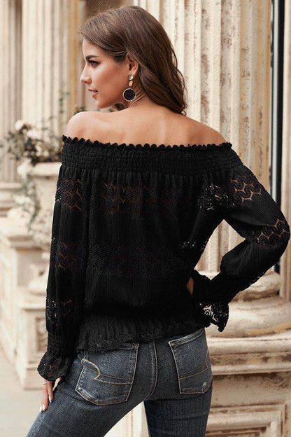 Off Shoulder Lace Blouse - Southern Sassy Boutique