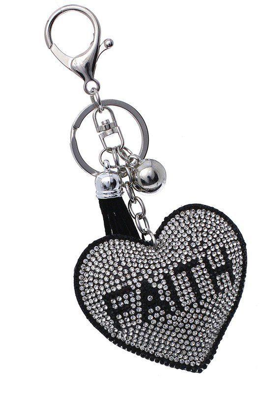 Image: Puffy Faith Heart Key Chain Silver | Southern Sassy Boutique